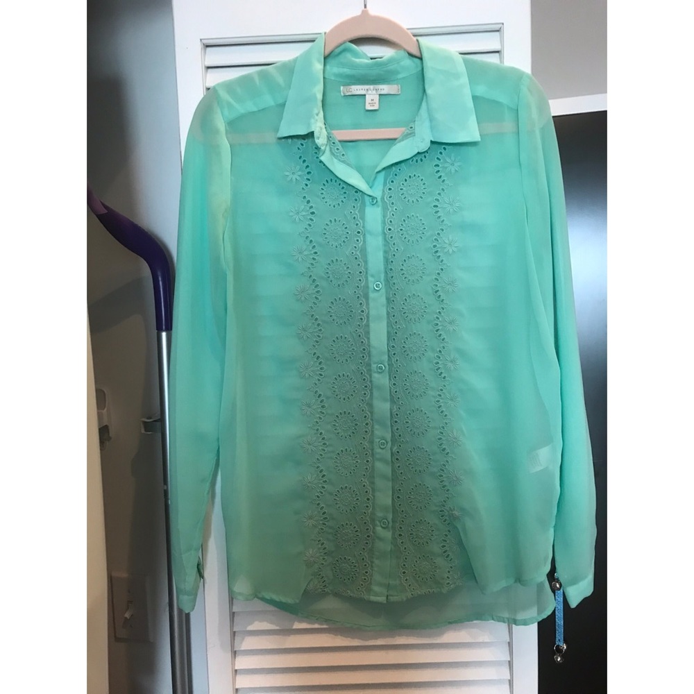 LC Lauren Conrad long sleeve blouse w/ eyelets